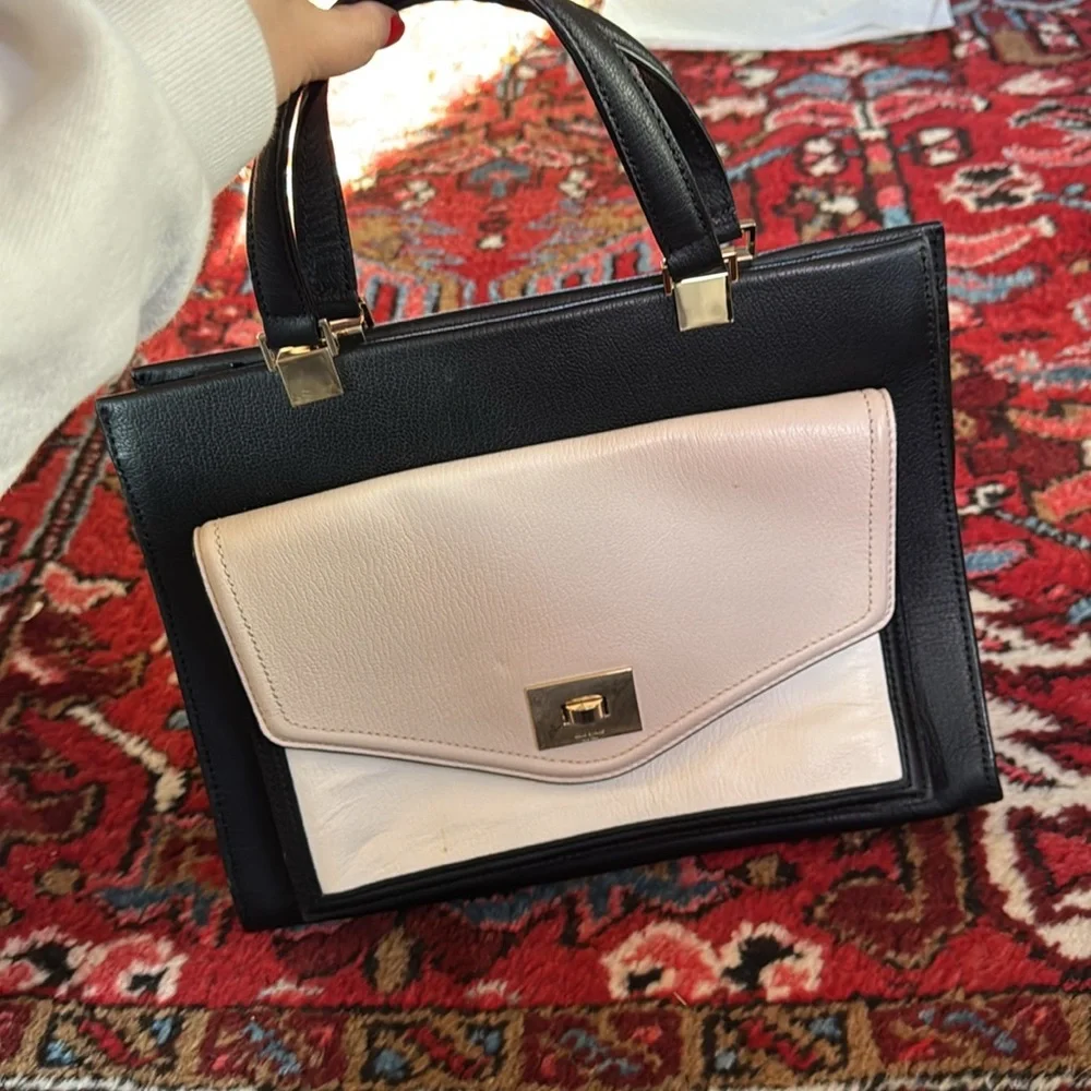 Kate Spade Chantelle Walter Place Satchel Purse Neutrals Black Pink White‎